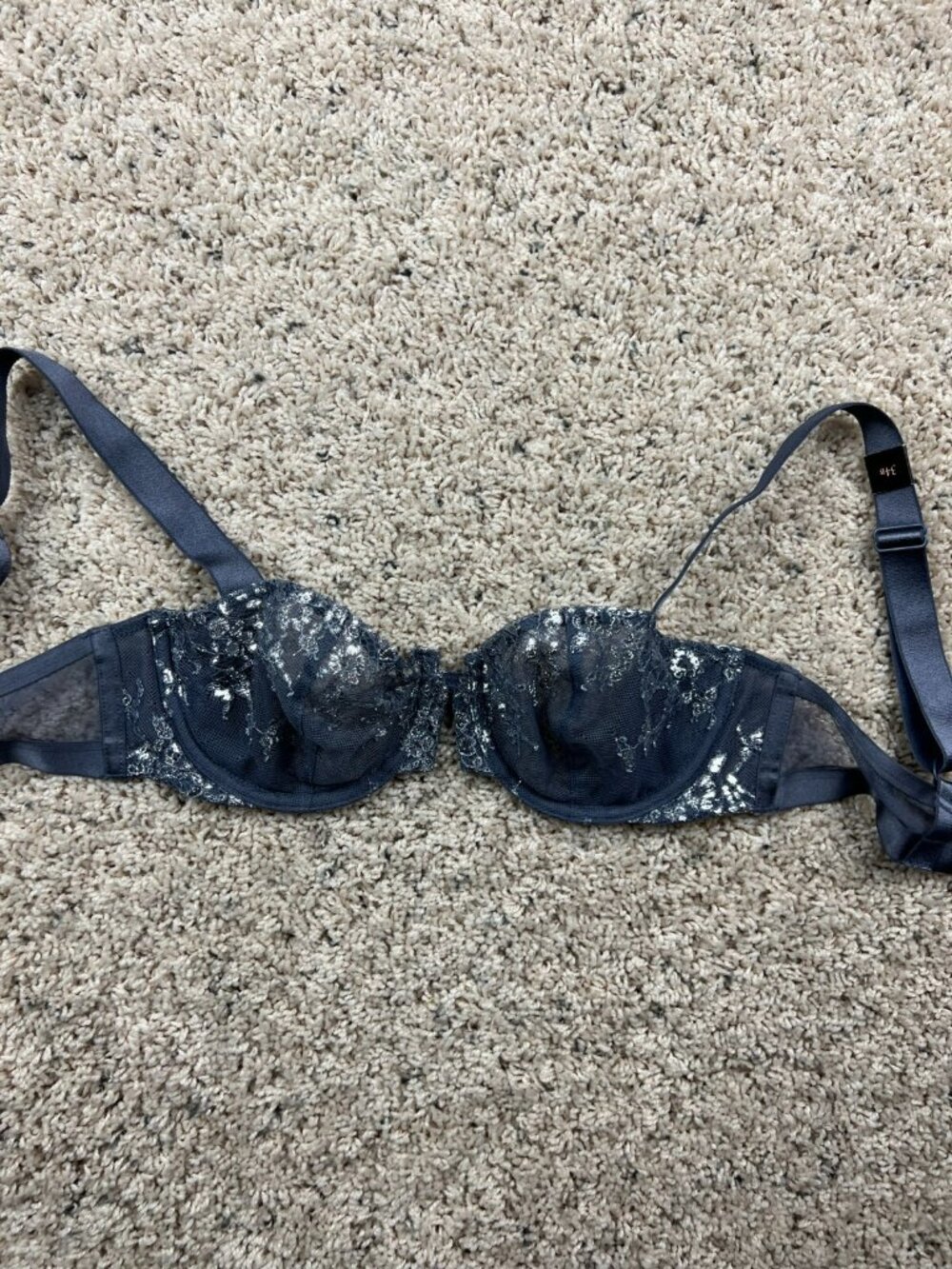 Victoria’s Secret Very Sexy Unlined Bra Gray Shiny Balconet Size 34B NWT